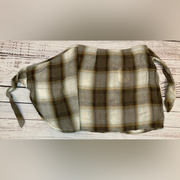Altar’d State Plaid Wrap Mini Skirt with Tie Khaki M - Picture 10 of 13